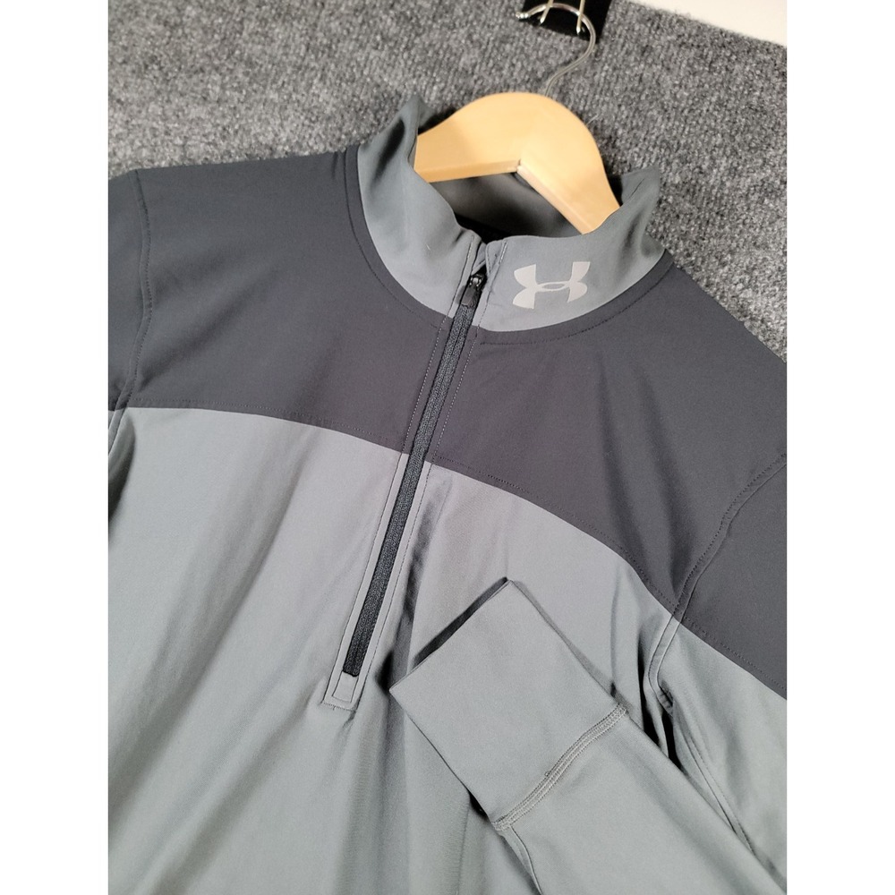 Under Armour Qualifier Run 1/2 Zip Shirt Mens Small Gray Fitted Workout Running